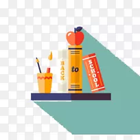 学校插图-新鲜书籍海报学校季节材料