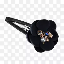 珍珠发夹-黑色花朵钻石珍珠发夹
