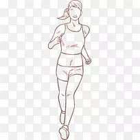 剪影画卡通-女性跑步剪影
