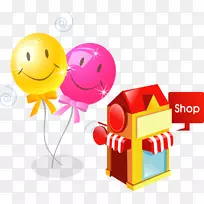 气球生日蛋糕派对剪贴画-气球商店PNG载体材料