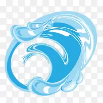 免费剪贴画-蓝色手绘水漩涡