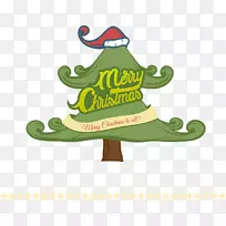 圣诞老人圣诞树装饰插图-圣诞树上的帽子