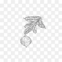 绘制圣诞树线艺术手绘素描圣诞树装饰球