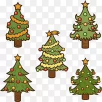 圣诞树圣诞装饰画-五棵圣诞树
