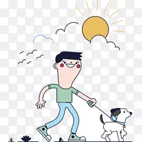 狗动画宠物行走周期-卡通PNG遛狗