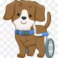 狗轮椅残疾卡通插图-卡通狗材料
