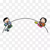 卡通吃炒饭-孩子们吃