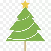 圣诞树-顶部插图-绿色圣诞树