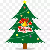 圣诞老人圣诞贺卡姊妹-圣诞主题圣诞树元素材料