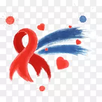 国际慈善日红丝带世界艾滋病日-简单手绘艾滋病红丝带载体