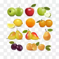 水果剪贴画-水果元素，苹果，橙色