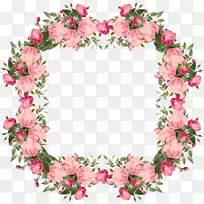 粉红玫瑰画框花夹艺术手绘粉红花饰
