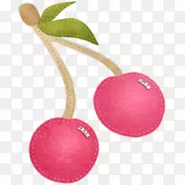 樱桃蛋糕粉红手绘粉红樱桃