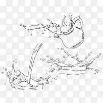 喷溅素描-手绘牛奶飞溅