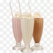 那不勒斯冰淇淋奶昔软饮料-三杯奶茶牛奶覆盖冰淇淋材料免费拉