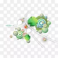 三维计算机图形插图.绿色三维装饰图案材料