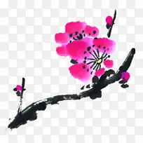 水墨画画山水粉梅花