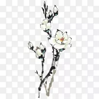 水墨画画梅花-式白梅