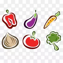 西兰花茄子食品番茄卡通蔬菜元素