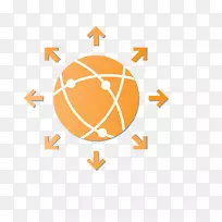 数据集成软件数据仓库图.橙色箭头地球