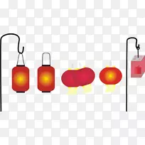 纸灯手电筒-灯笼创意元素，风红灯笼