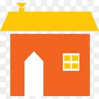 房子图标-橙色老房子