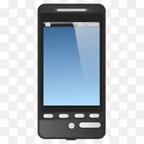 安卓智能手机剪贴画-黑色蓝色卡通手机