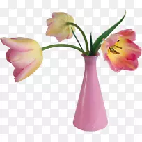 情人节花瓶剪贴画.花卉水彩花卉材料