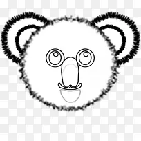 考拉熊线艺术剪贴画-黑熊轮廓