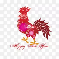 新年公鸡-大红花鸡