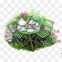绿茶桌花设计.花园里的茶