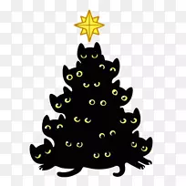 黑猫圣诞树-黑猫插图