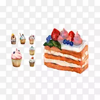 华夫饼莫奇水彩画蛋糕材料蛋糕