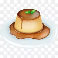 焦糖布丁甜点蛋糕图.手绘食品布丁蛋糕