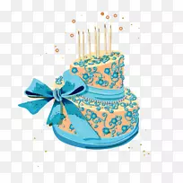 蛋糕生日蛋糕-蓝色图案蛋糕