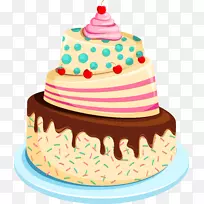 生日蛋糕祝你生日快乐贺卡卡通画图层蛋糕