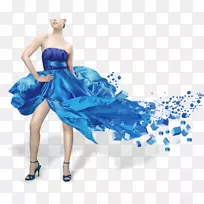时装模特拉克梅时装周时装摄影-自传蓝色服装模特