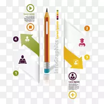 绘制信息图形铅笔-创造性的钢笔图案