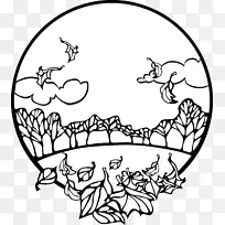 黑白秋季剪贴画-秋天场景剪贴画