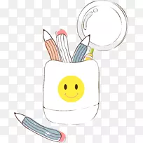 笔筒文具插图.手绘笔