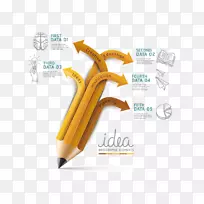 信息图形铅笔教育插图-平面创意笔
