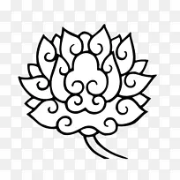 黑白剪贴画-黑白莲花
