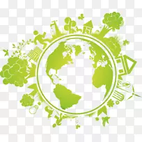地球生态插图-卡通新鲜绿色地球
