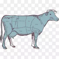 牛牛犊牛肉-牛零件分割图