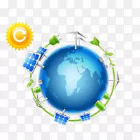 可再生能源太阳能电池板信息图表.地球材料的环境保护