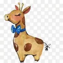 长颈鹿海报艺术水彩画鹿