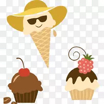 冰淇淋锥巧克力蛋糕牛奶卡通冰淇淋创意装饰扣免费