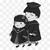 学生博士，学士学位，大学卡通-一个穿着学士服装的大学生