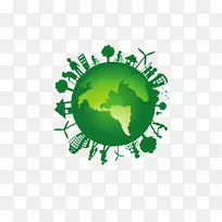地球计算机图标.绿色地球环境材料