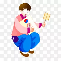 剪贴画男孩放风筝